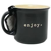 Wholesale - Debossed "Enjoy" Camper Mug with Inside Yellow Nicole Miller C/P 36, UPC: 195010133425